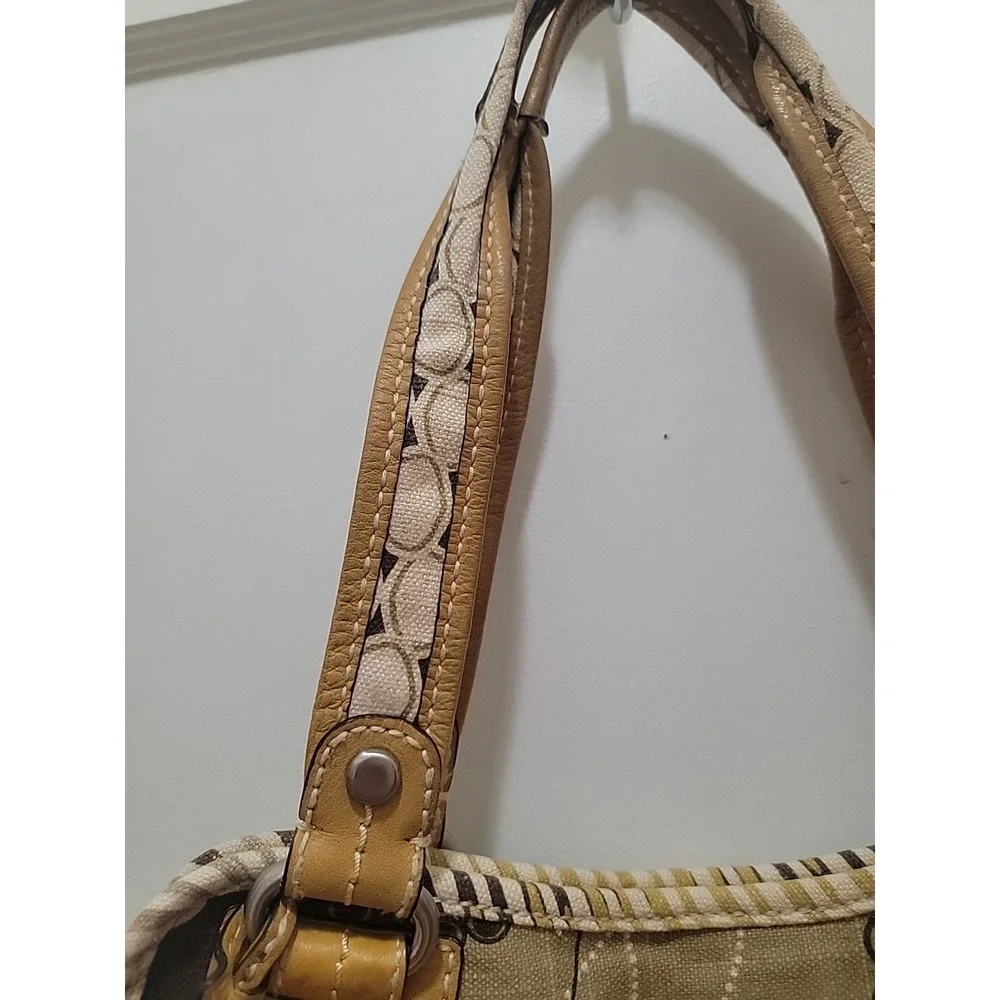 FOSSIL Patterned Canvas Leather Trim Shoulder/Tote Bag